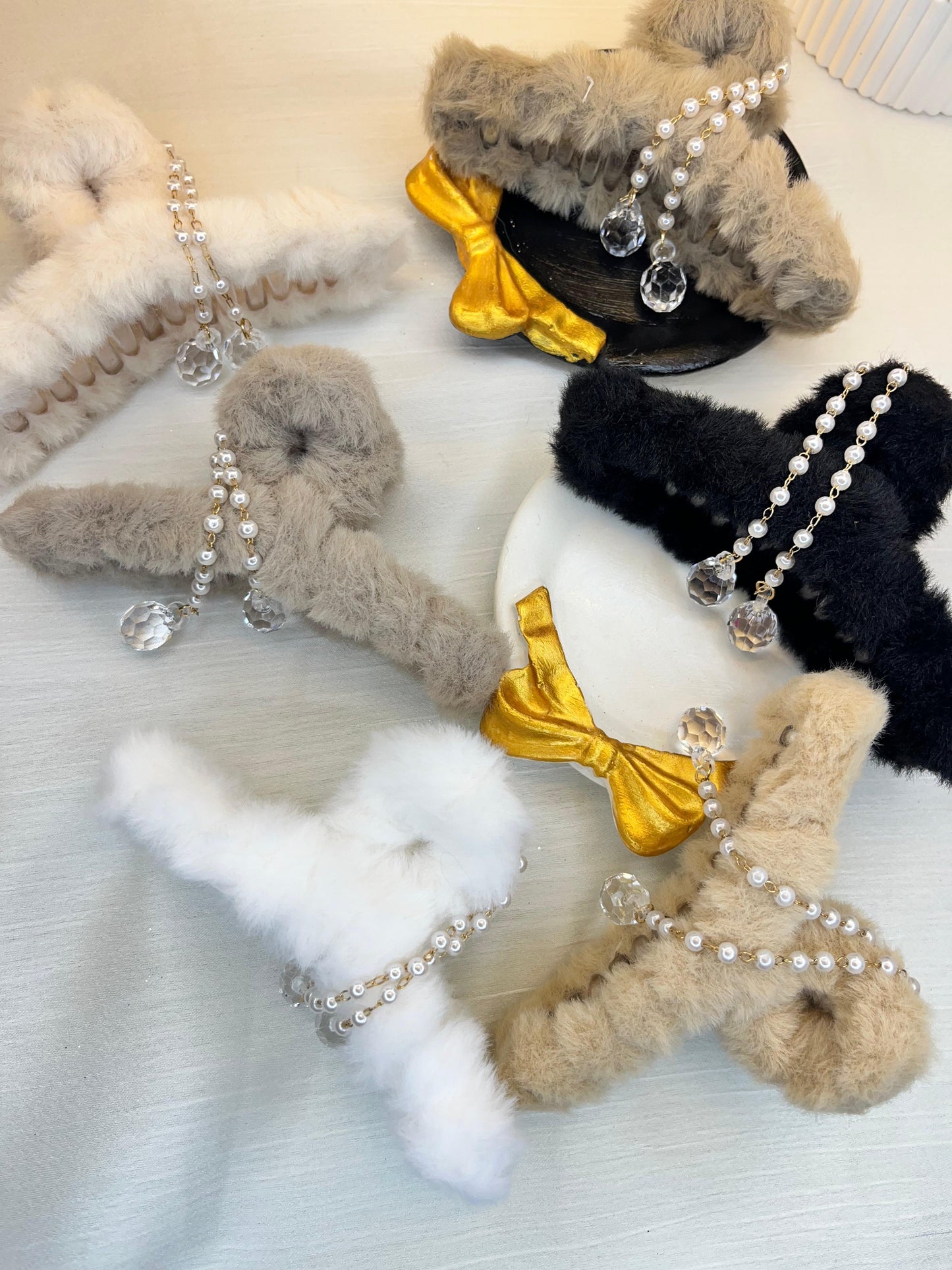 Furry Glam Crystal Hair Clip