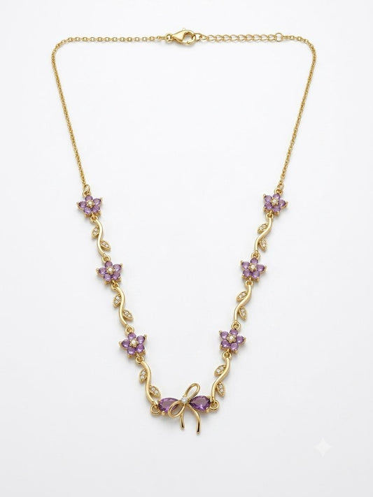 Premium Purple Floral Butterfly Necklace