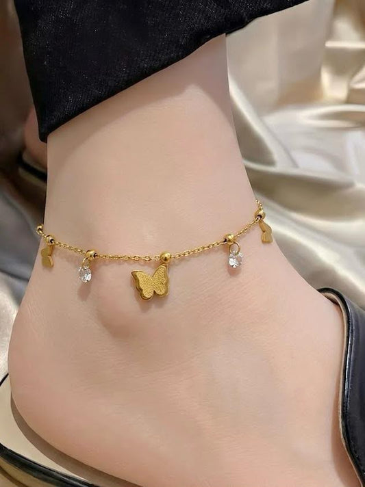 Premium Butterfly Charm Stainless Steel Anklet