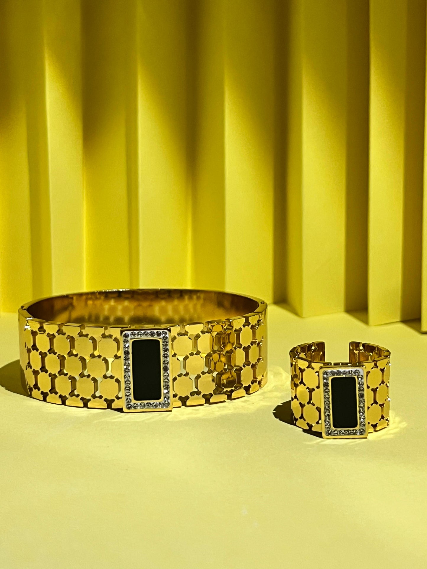Bold & Brilliant – Designer Black Stone Set in Stainless Steel
