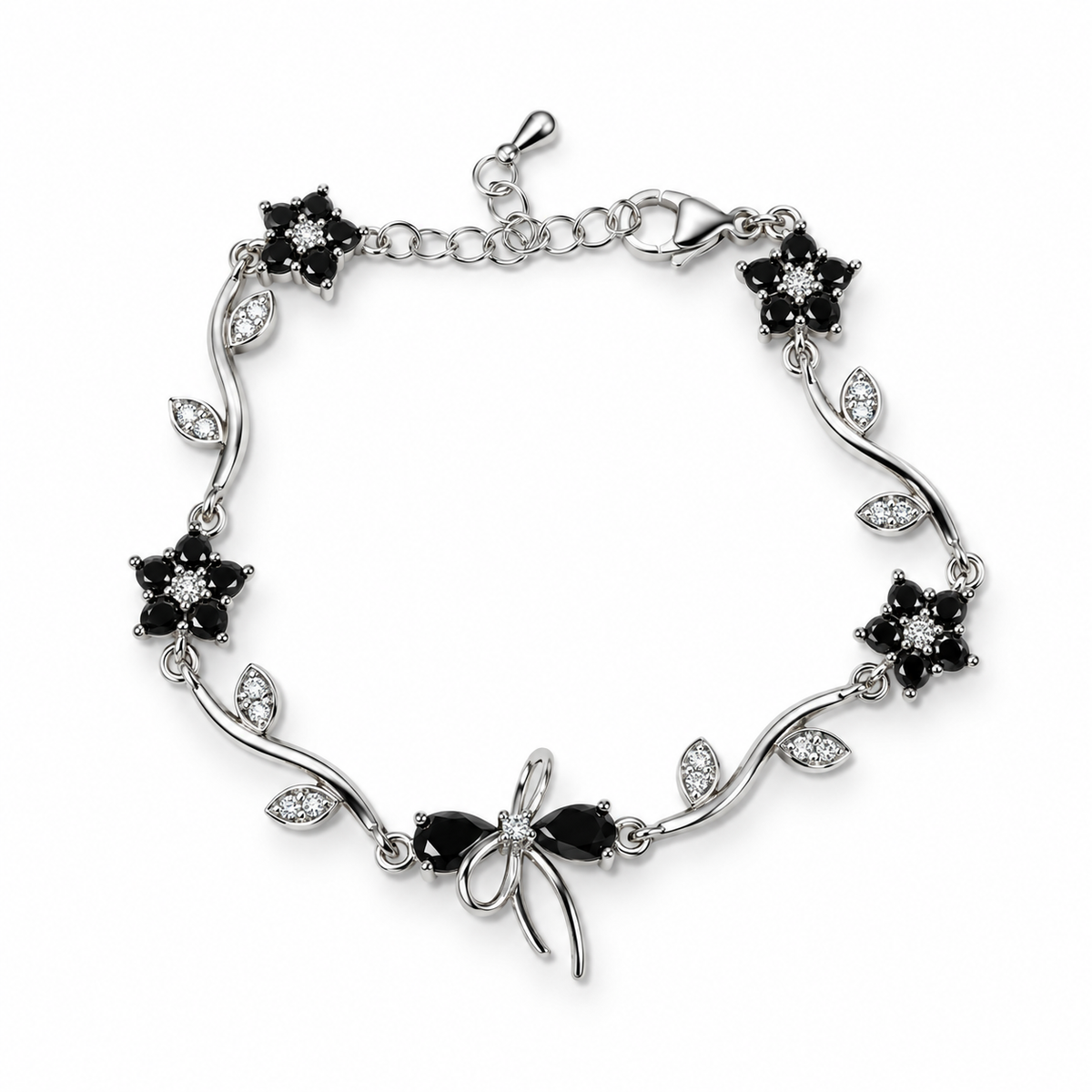 Black Blossom Crystal Bracelet