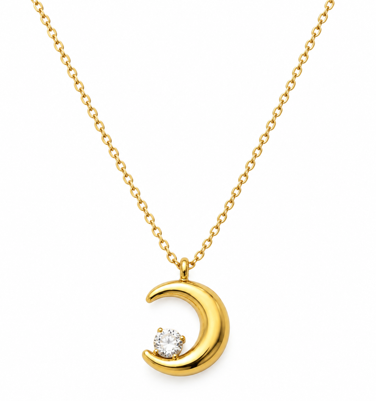 Golden Crescent Moon Necklace