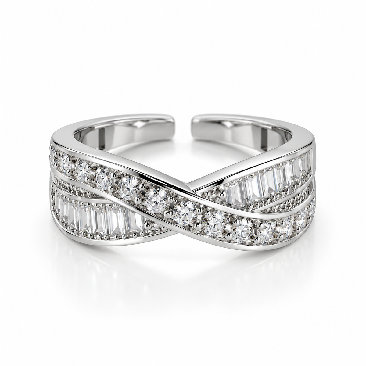 Luxury Crystal Crossover Adjustable Ring