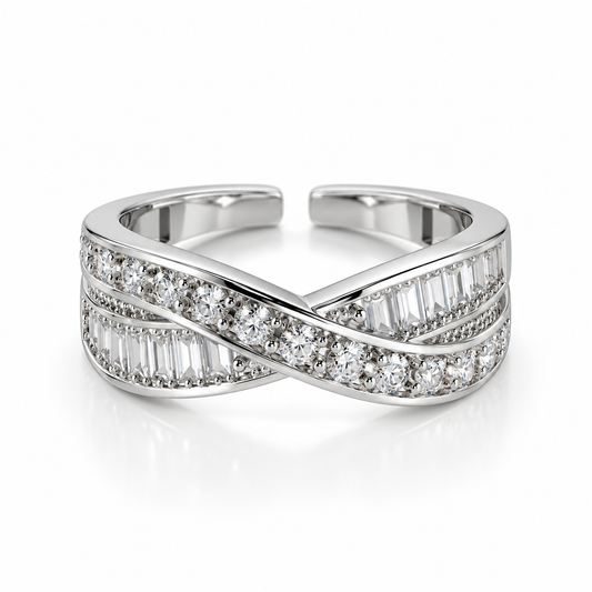 Luxury Crystal Crossover Adjustable Ring