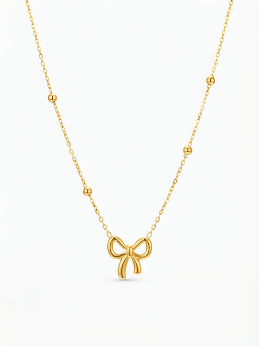Dainty Gold Bow Charm Necklace