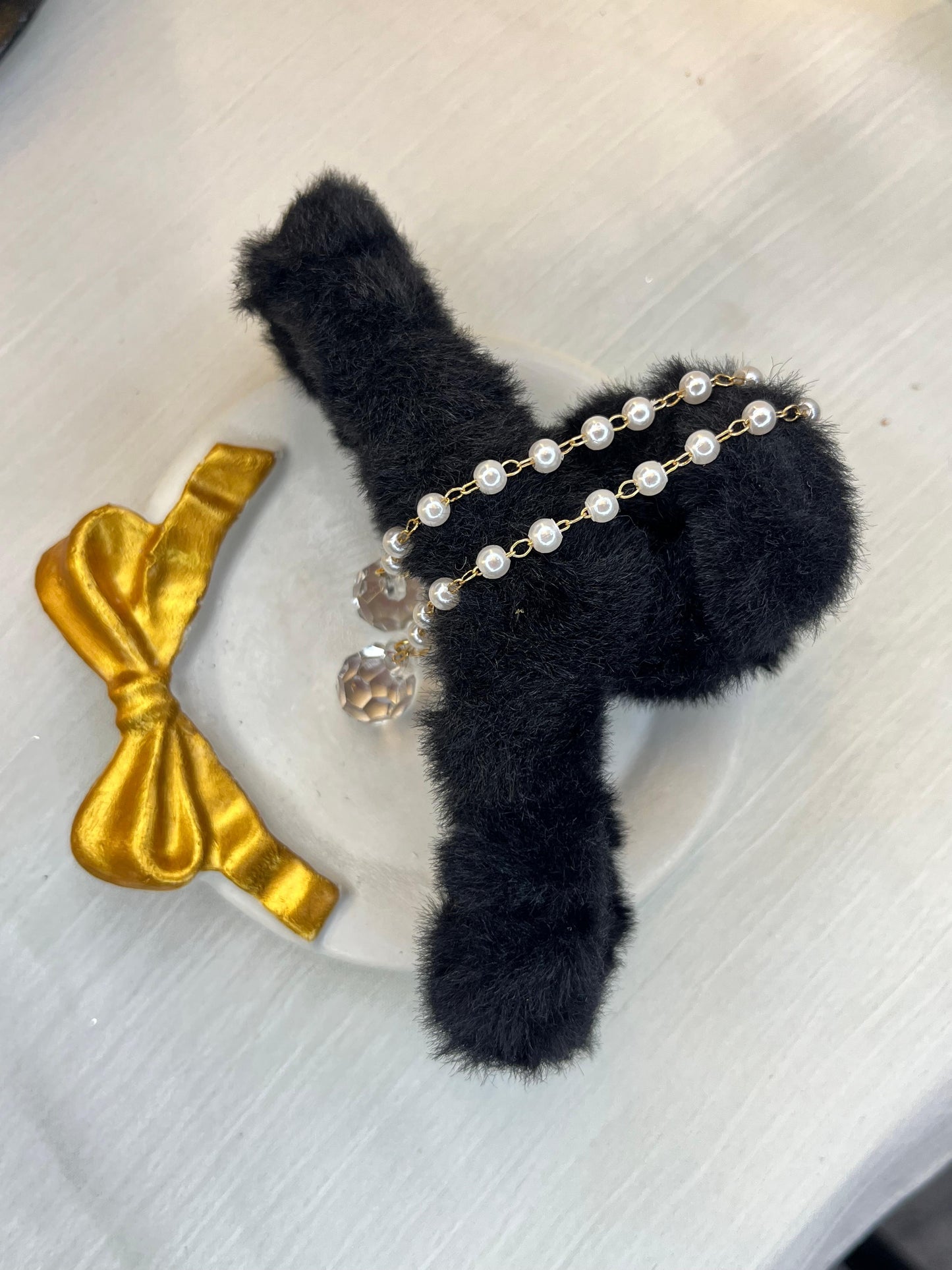 Furry Glam Crystal Hair Clip