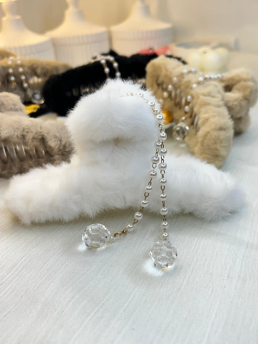Furry Glam Crystal Hair Clip