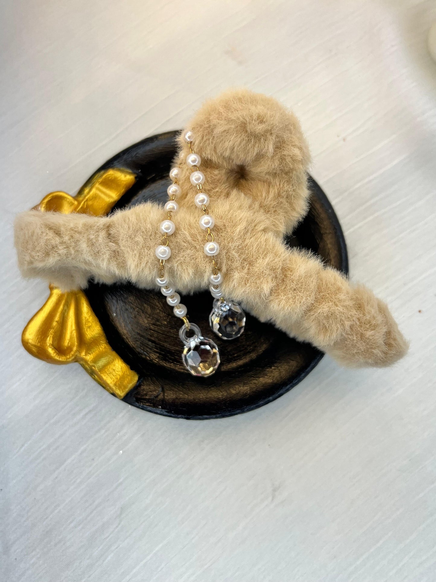Furry Glam Crystal Hair Clip