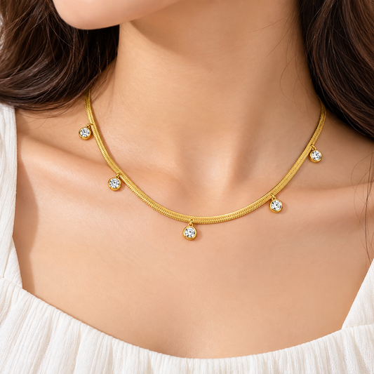Crystal Drop Snake Chain Necklace