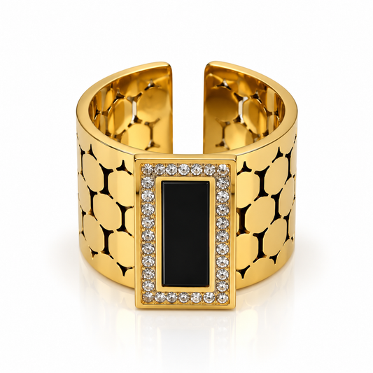 Black Onyx Crystal Statement Ring