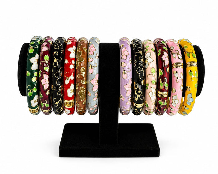 Floral Enamel Stainless Steel Bangle
