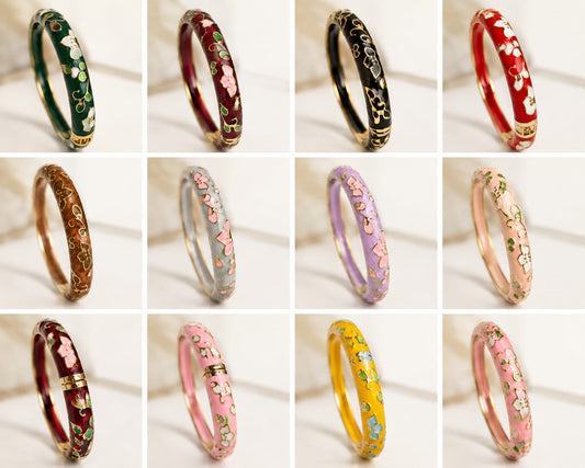 Floral Enamel Stainless Steel Bangle