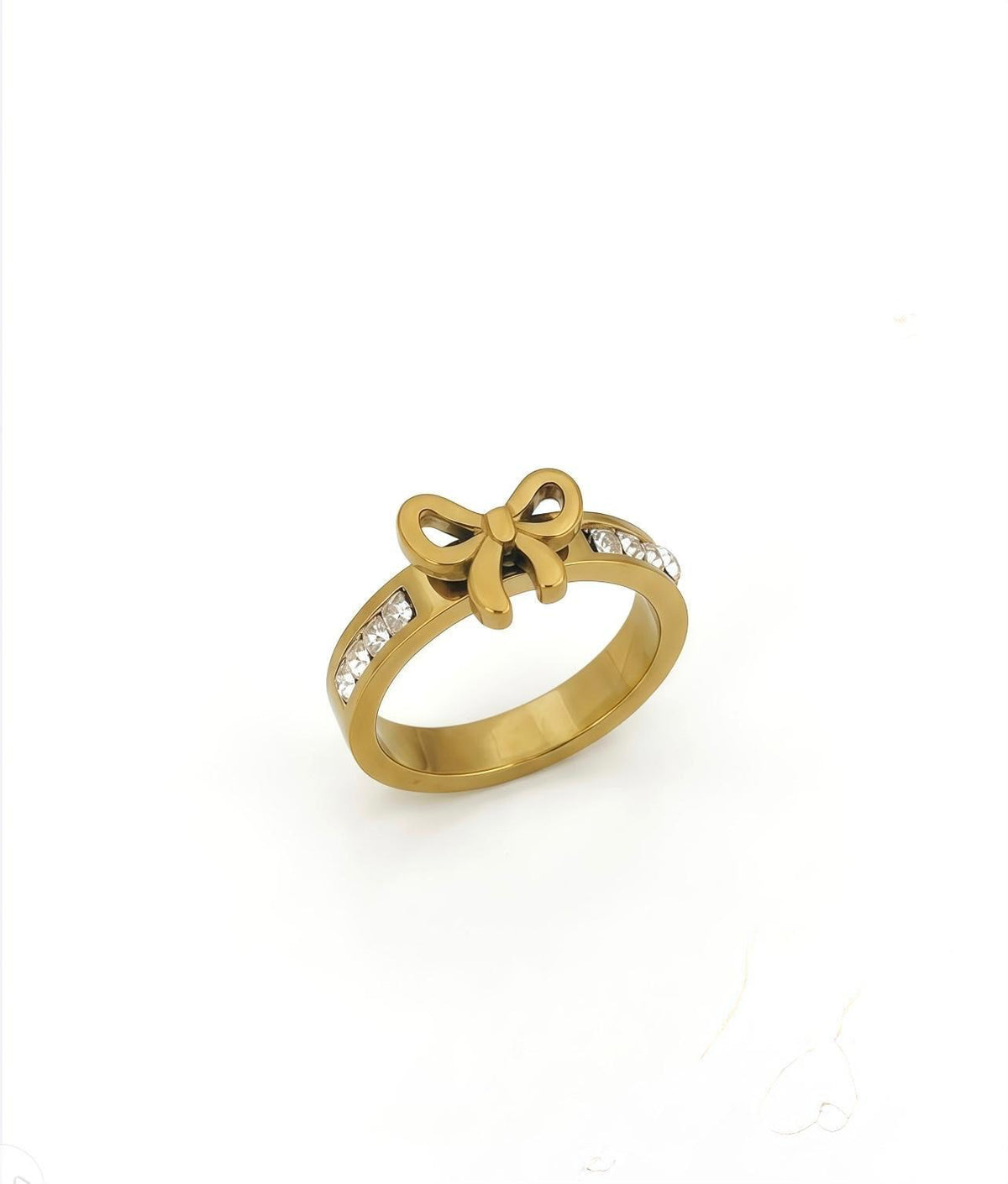 Crystal Bow Gold Ring
