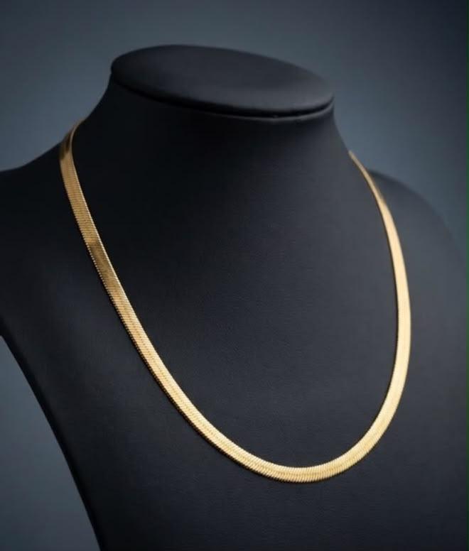 Gold Herringbone Chain Necklace