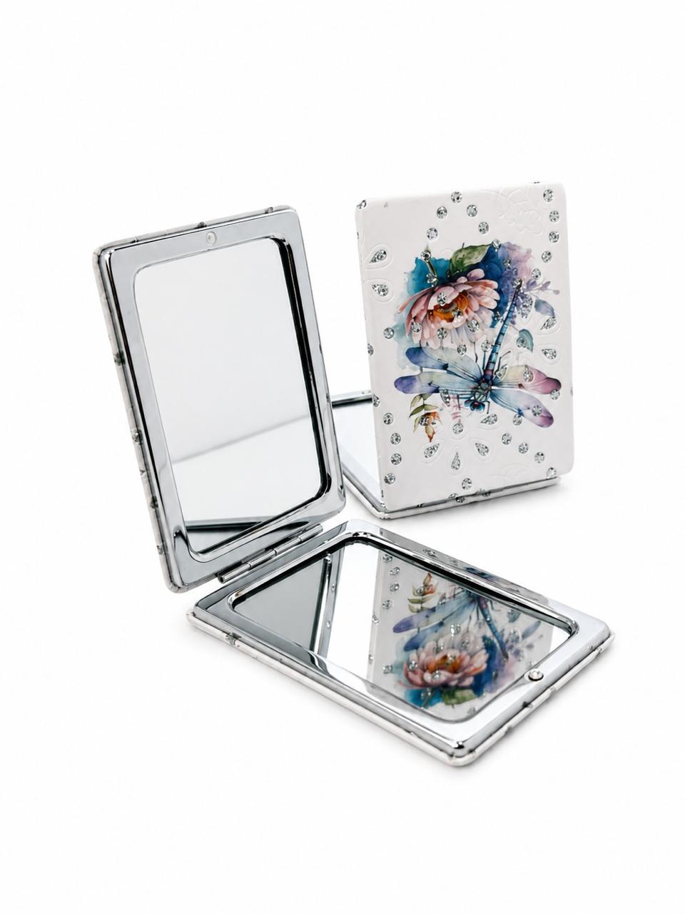 Floral Crystal Compact Mirror