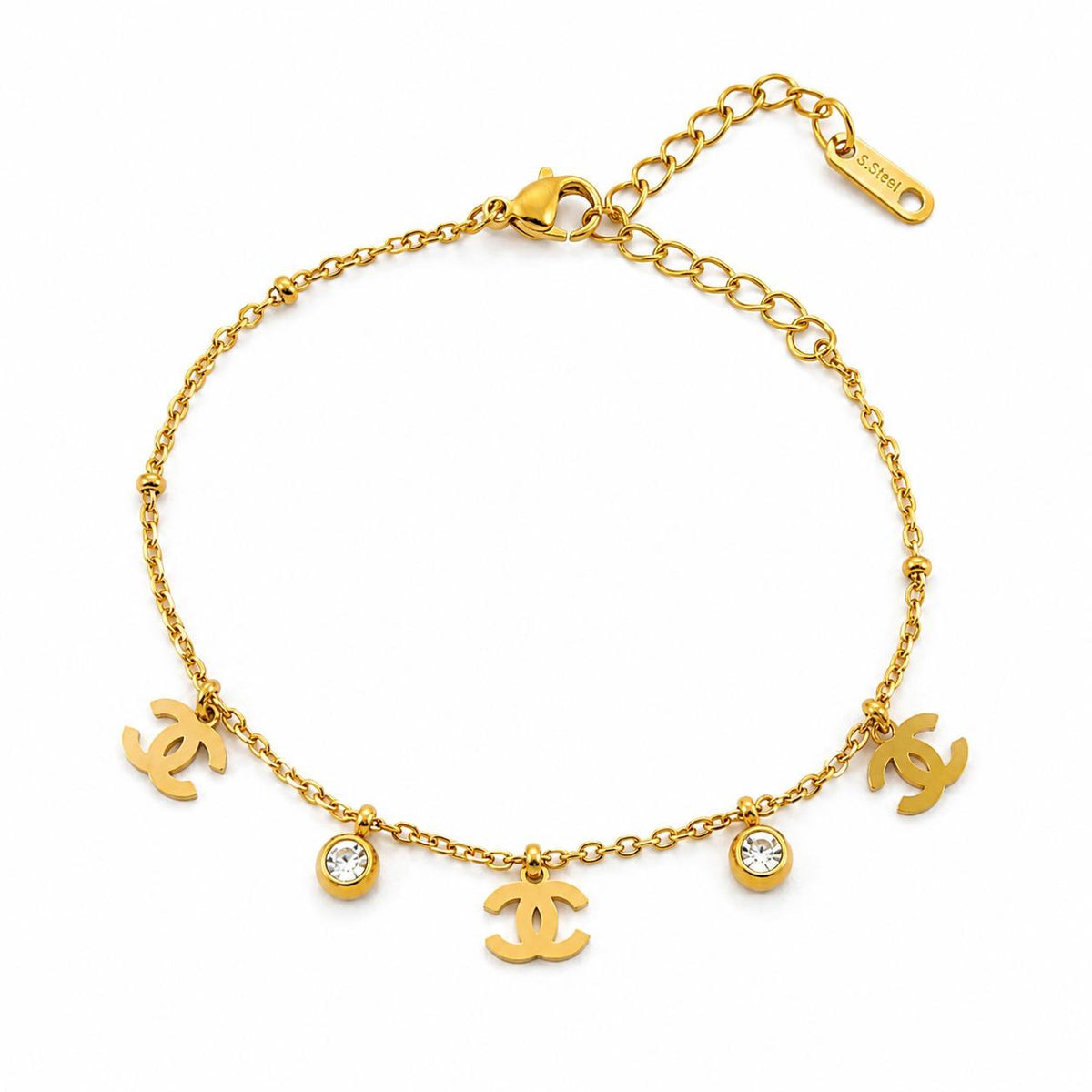 Luxury Gold CC Charm Anklet
