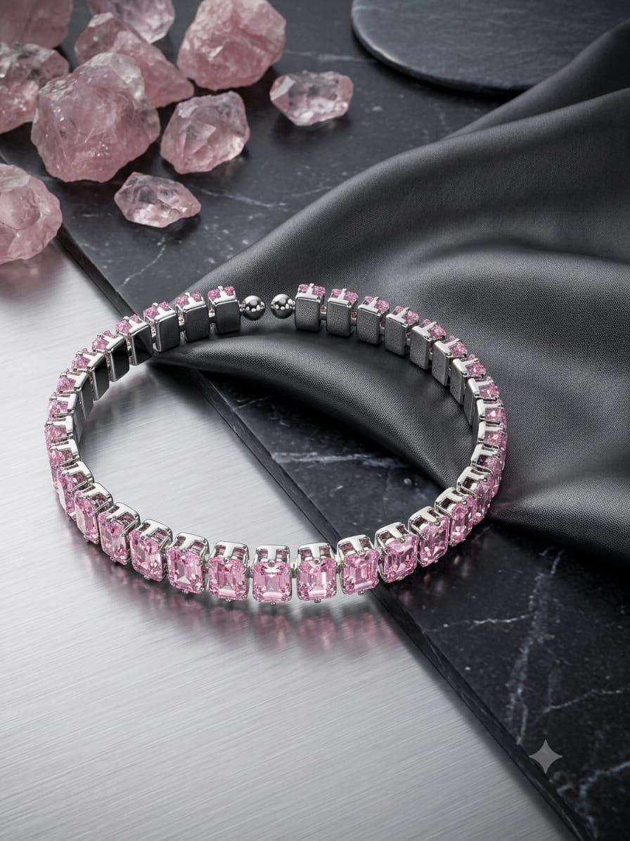 Luxury Pink Crystal Tennis Bracelet