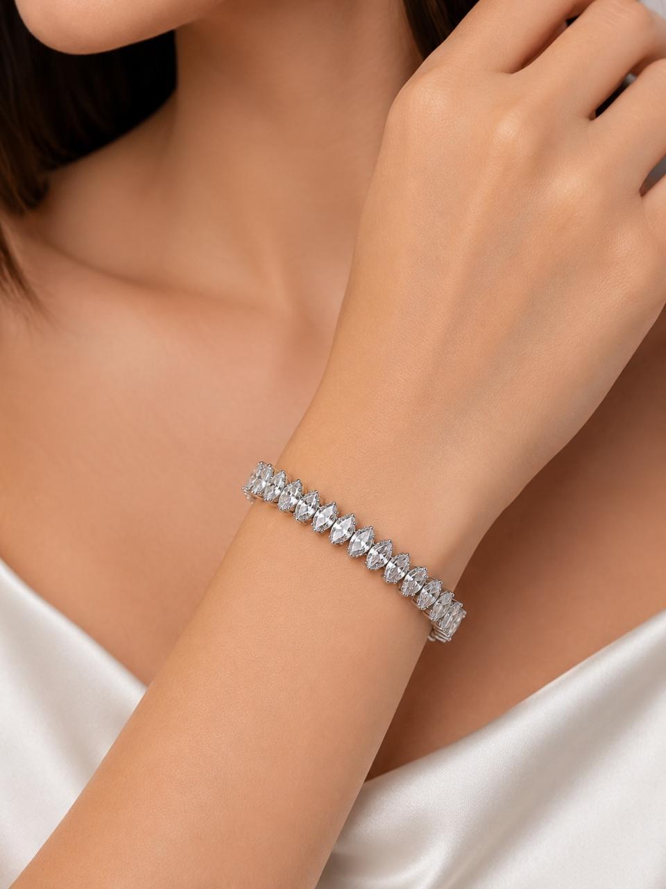 Luxury Silver Marquise Crystal Tennis Bracelet