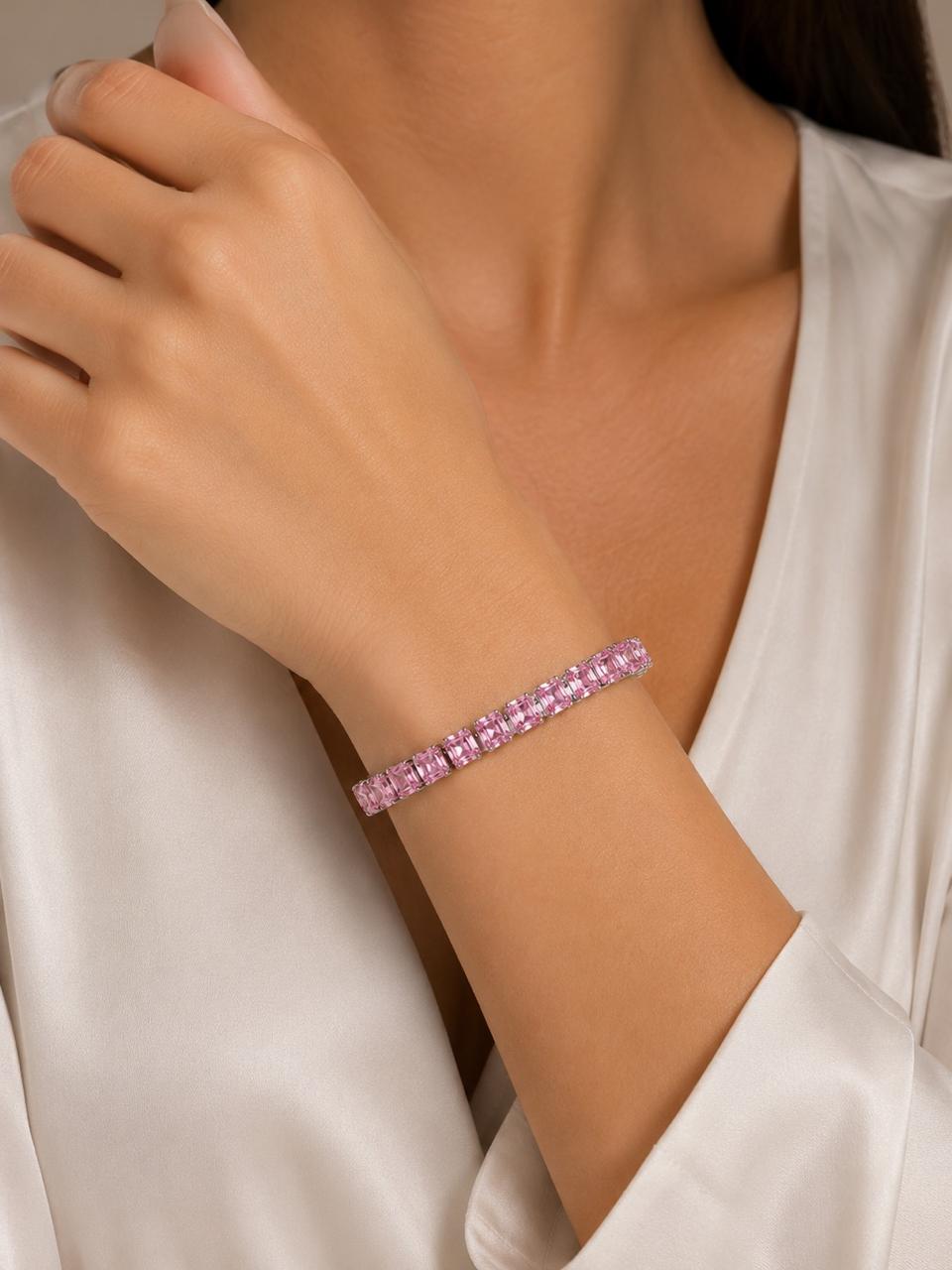Luxury Pink Crystal Tennis Bracelet