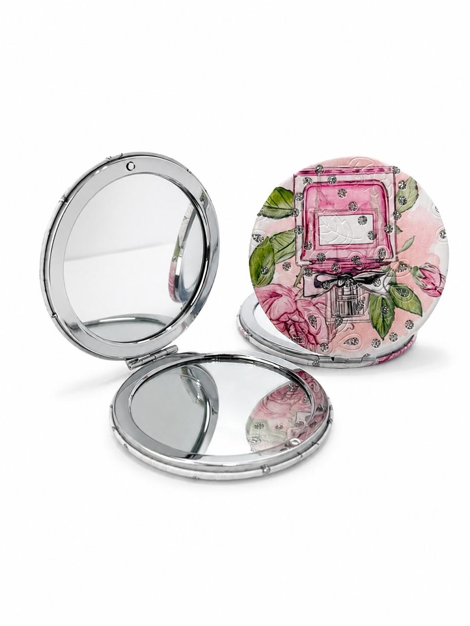 Floral Crystal Compact Mirror
