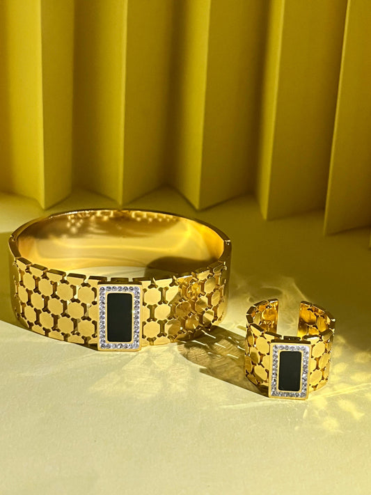 Bold & Brilliant – Designer Black Stone Set in Stainless Steel