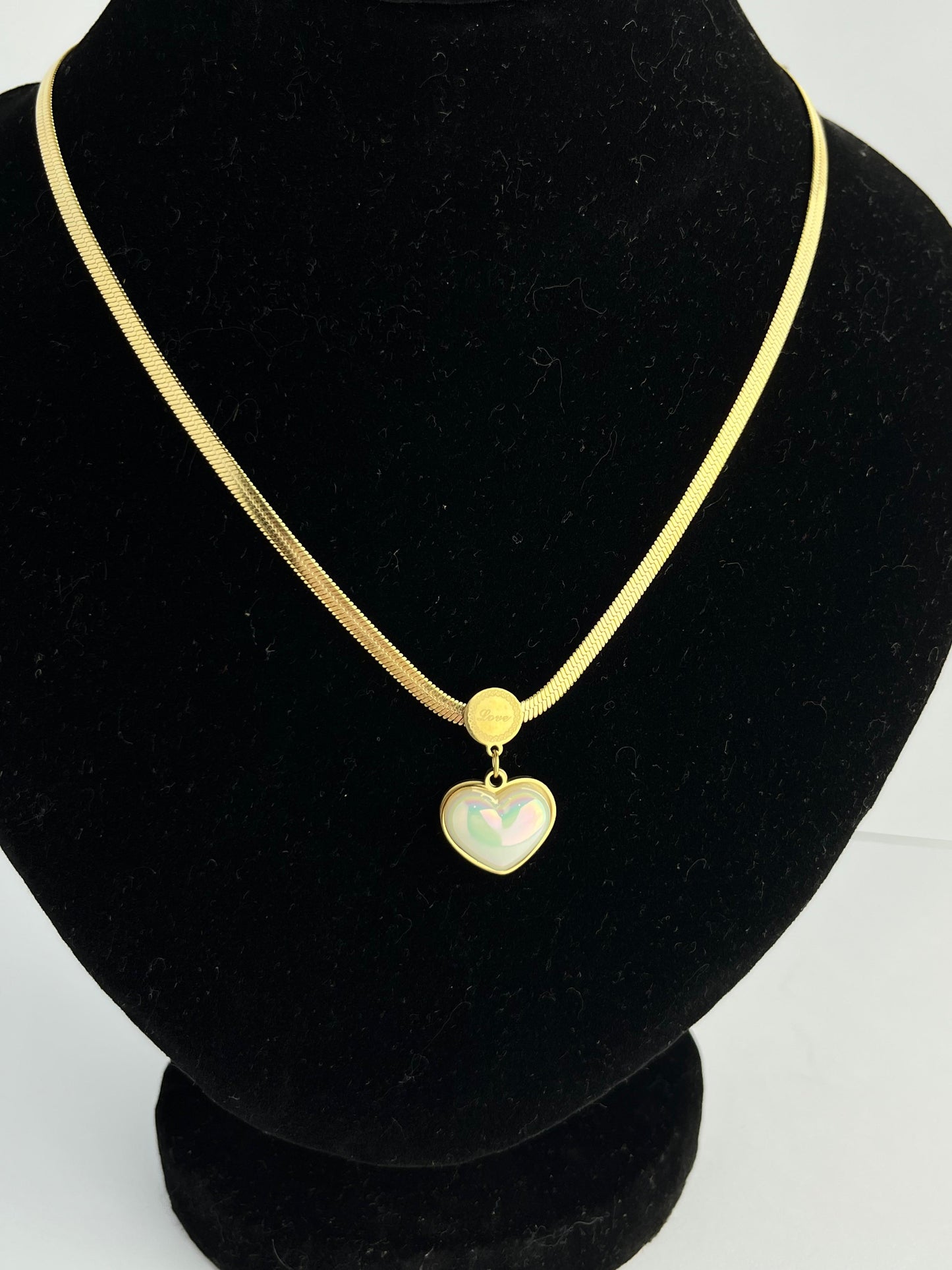 Stainless Steel Chain with Beautiful White Stone Heart 🤍