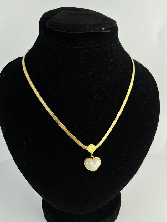 Stainless Steel Chain with Beautiful White Stone Heart 🤍