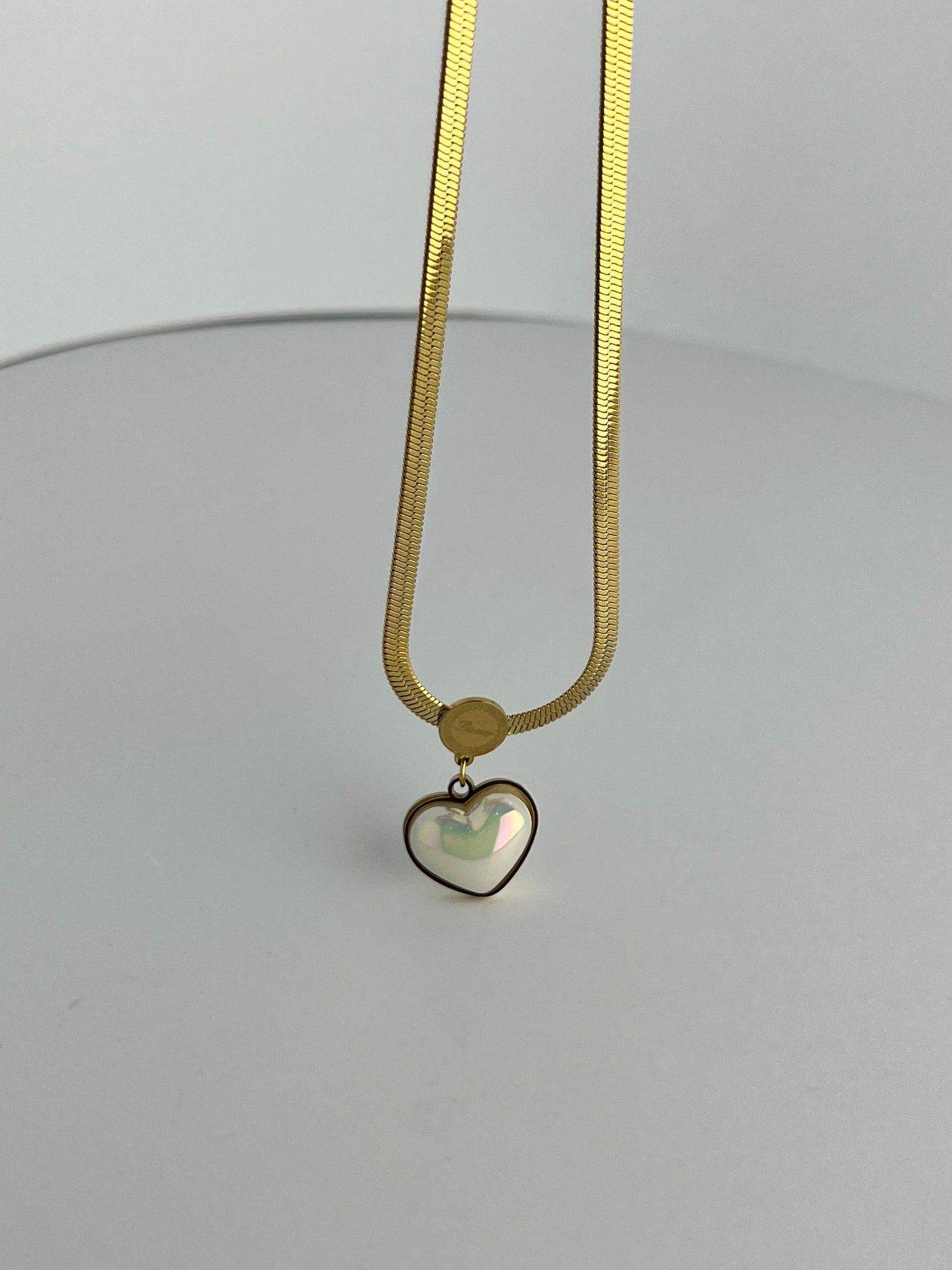 Stainless Steel Chain with Beautiful White Stone Heart 🤍