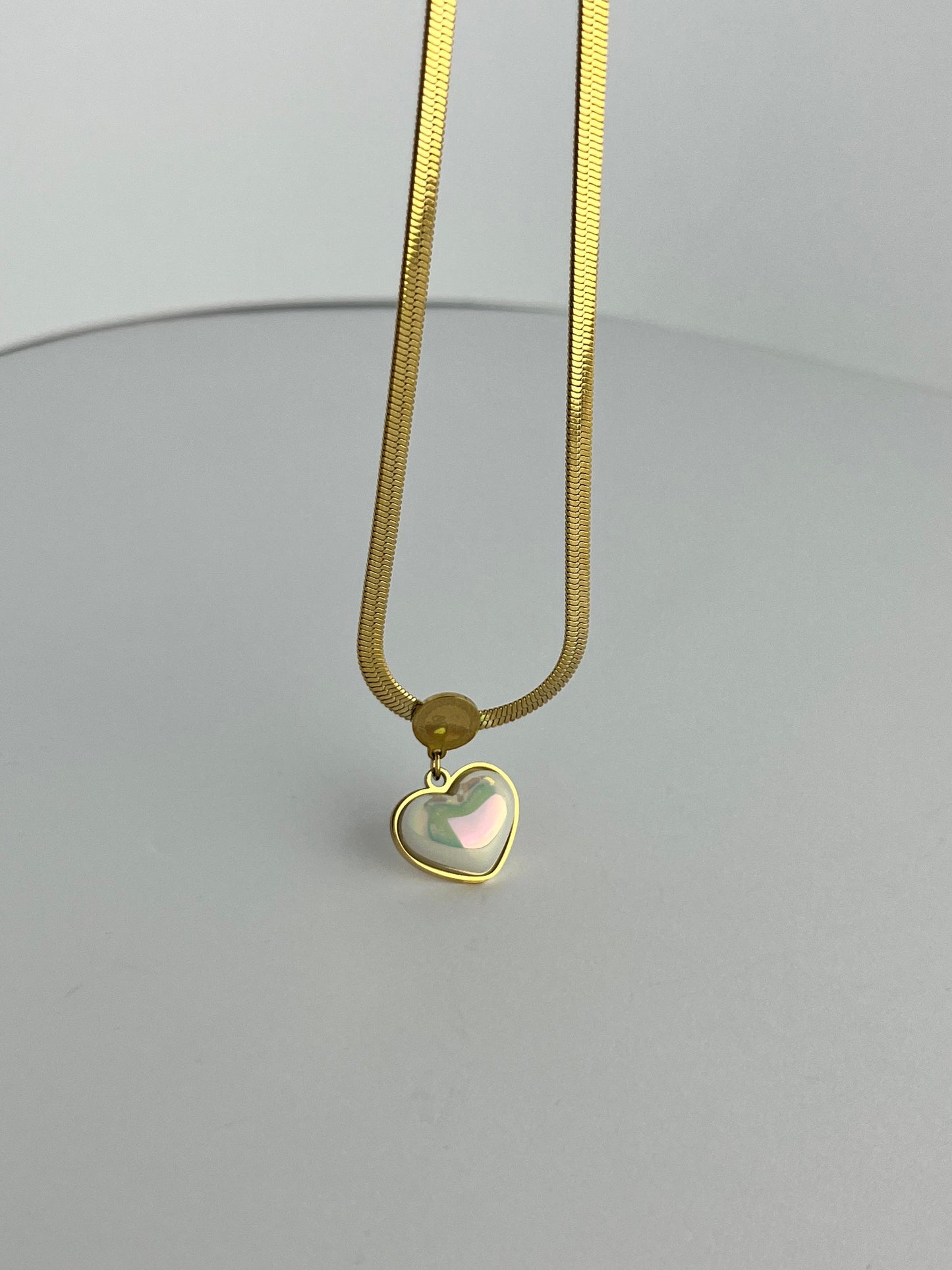 Stainless Steel Chain with Beautiful White Stone Heart 🤍