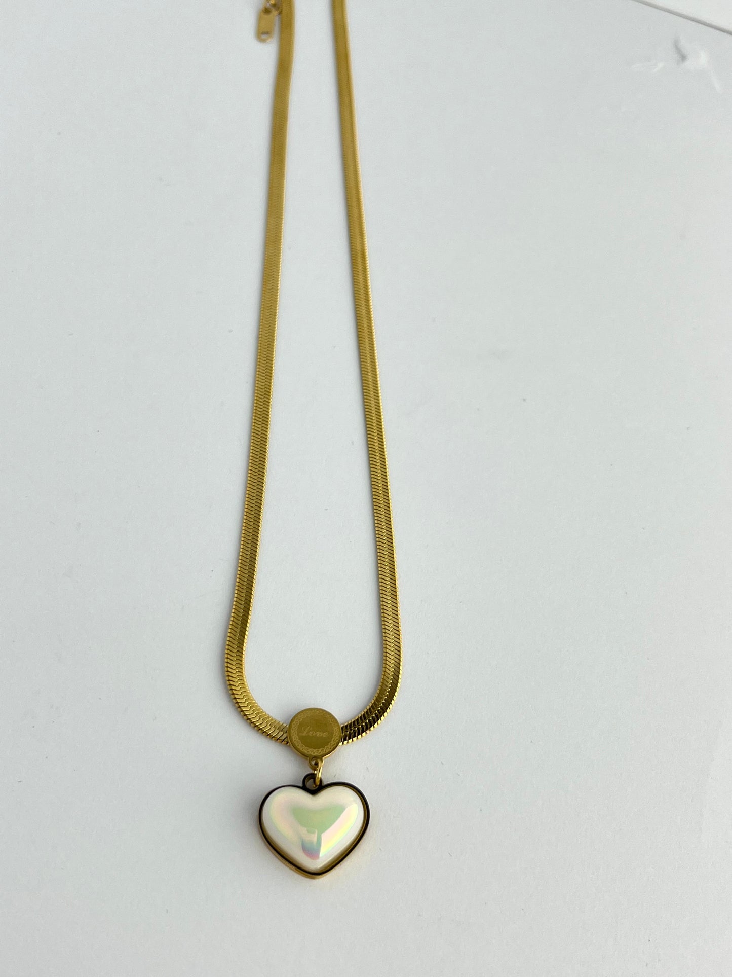 Stainless Steel Chain with Beautiful White Stone Heart 🤍